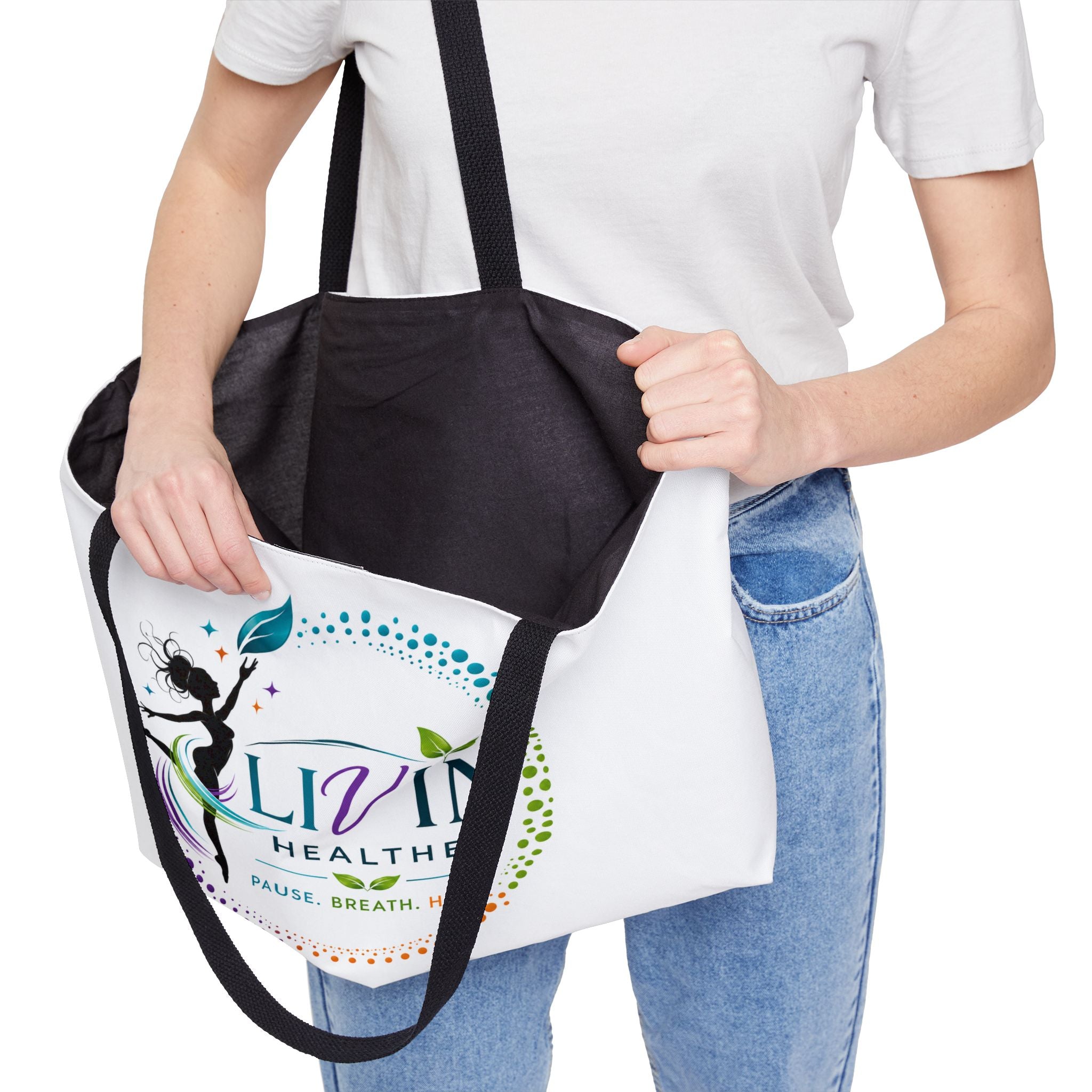 Tote Bag — “LIVIN HEALTHEE” Faith-Based Midlife Wellness Tote for Women