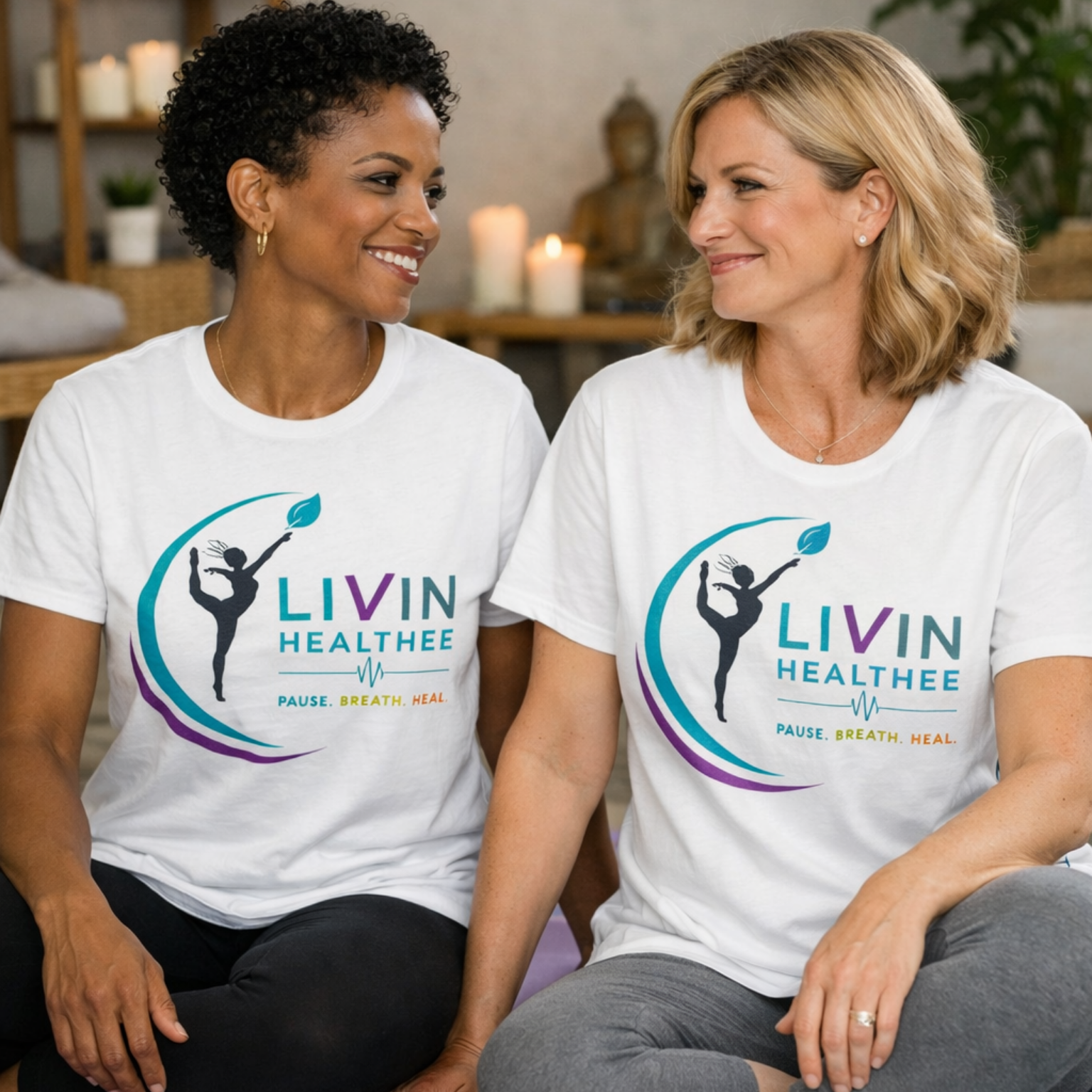 LIVIN HealThee Pause. Breath. Heal. T-Shirt | Inspirational Wellness Shirt for Women
