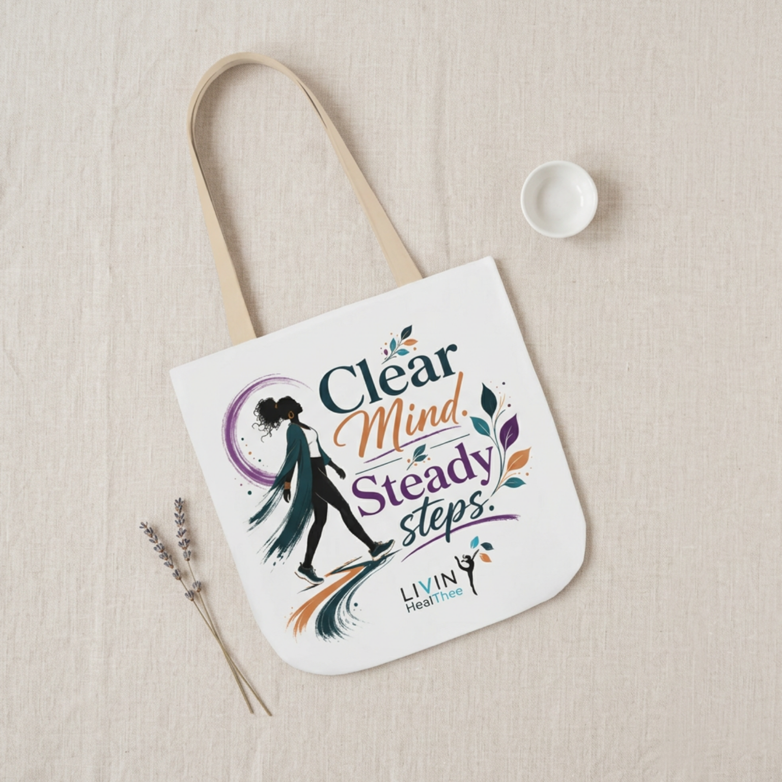 Clear Mind Steady Steps Tote Bag | Faith-Based Wellness Tote for Women