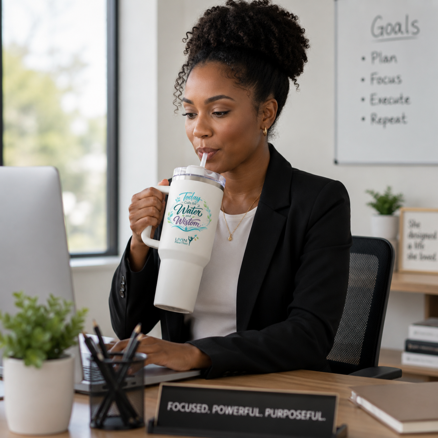 Today Calls for Water and Wisdom Tumbler | Inspirational Self-Care Tumbler