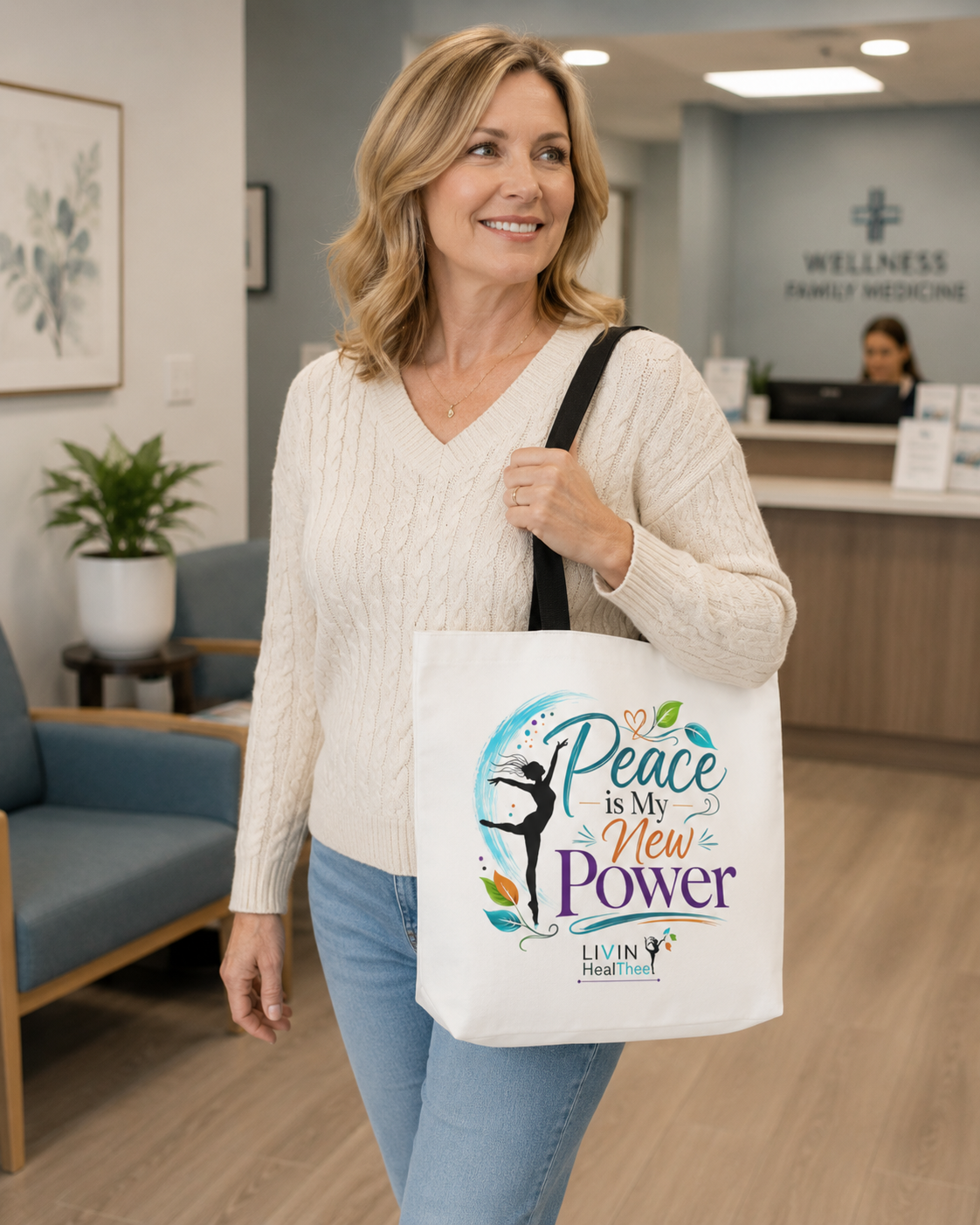 Peace Is My New Power Tote Bag | Inspirational Wellness Tote