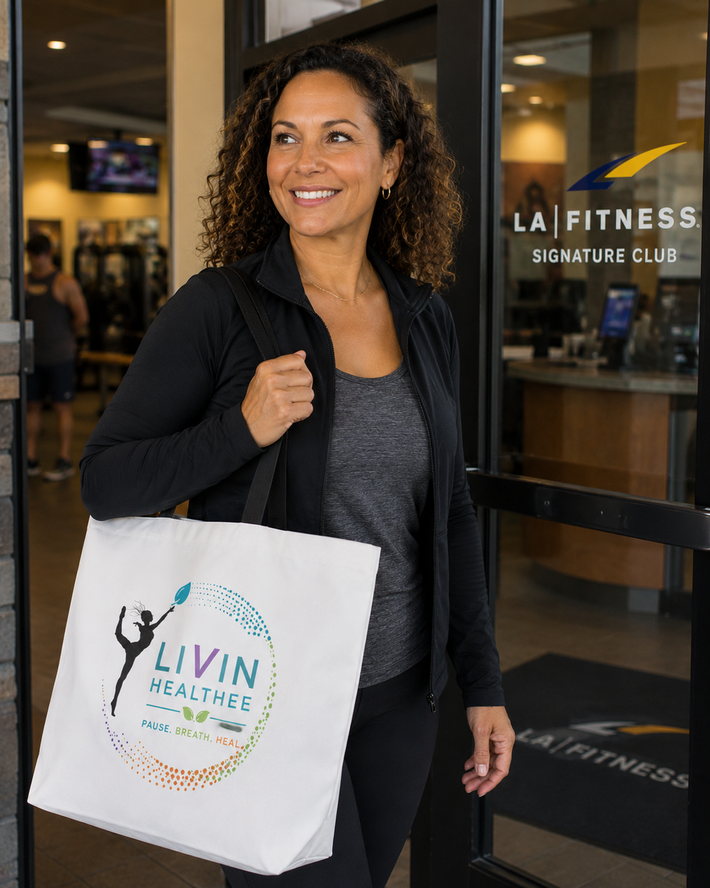 Tote Bag — “LIVIN HEALTHEE” Faith-Based Midlife Wellness Tote for Women