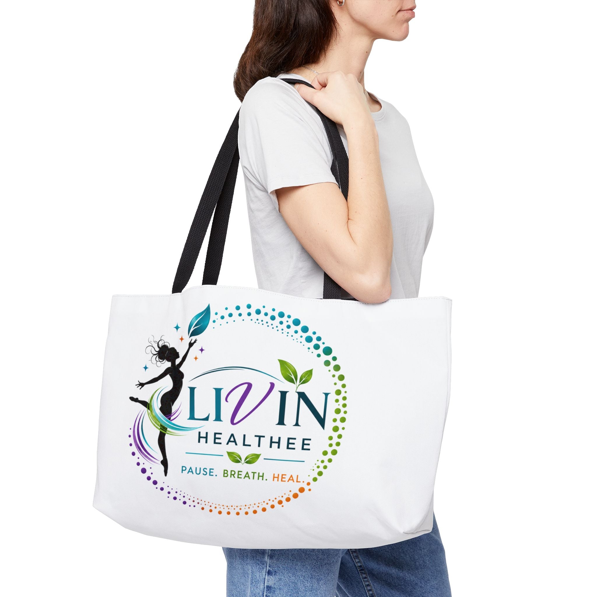 Tote Bag — “LIVIN HEALTHEE” Faith-Based Midlife Wellness Tote for Women